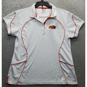 Oklahoma State University Russell Athletic Polo Shirt Football Women Large White